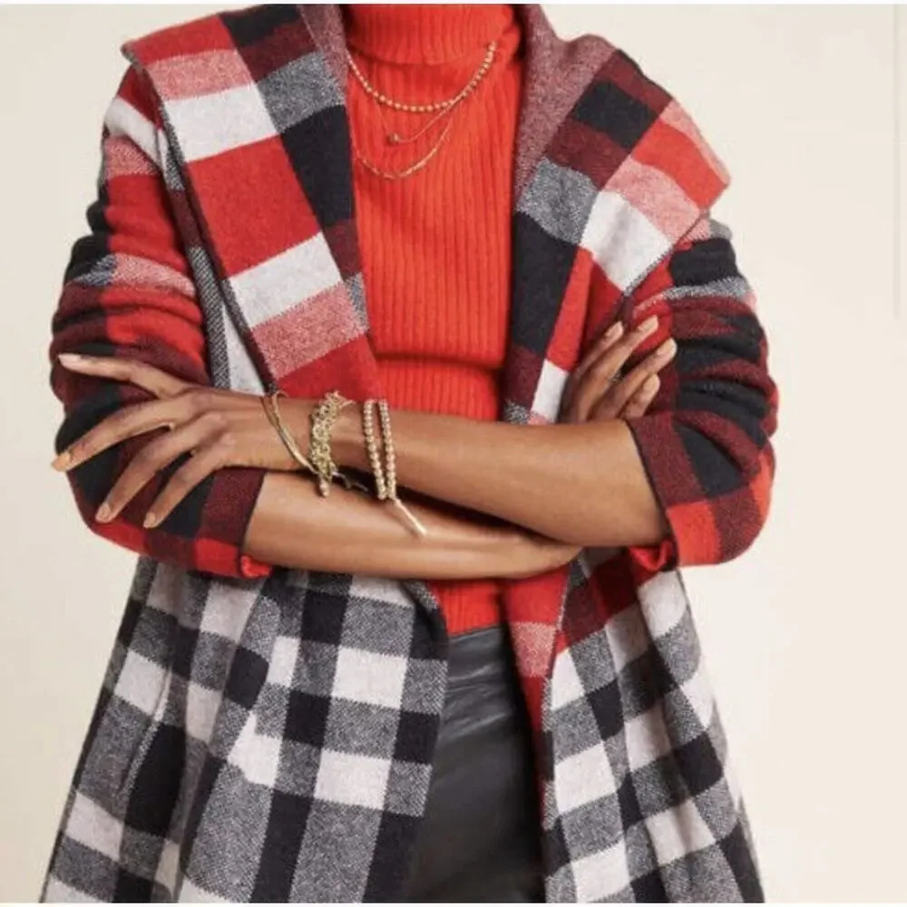 Field Flower Cressida Wool Plaid Coat Sweater XS